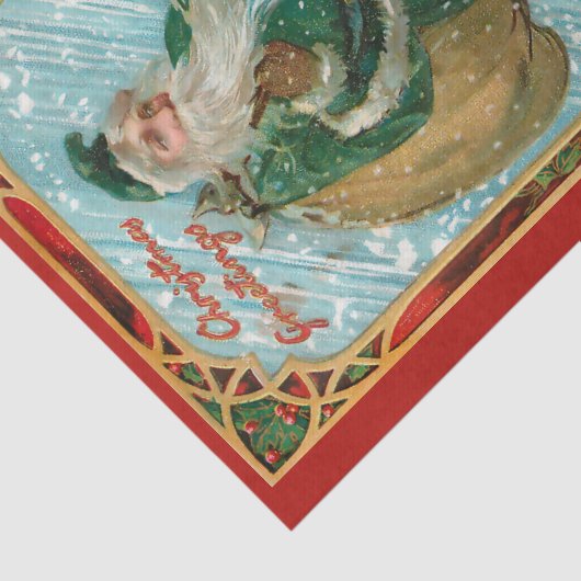  Groen-Robed Santa in Snow Tissuepapier (Detail)