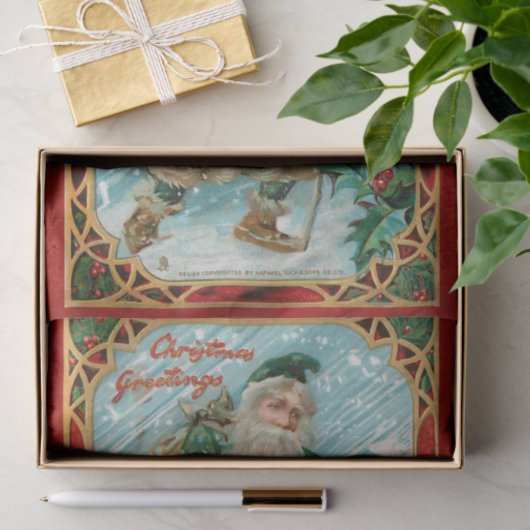  Groen-Robed Santa in Snow Tissuepapier (Geschenk)