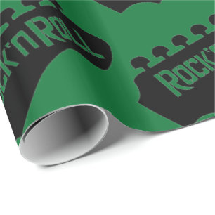 Groen Rock and Roll Gitaarpatroon Cadeaupapier