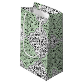Groen Rococo Patroon Bloei Klein Cadeauzakje