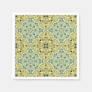 Groen Rococo Patroon Bloei Servet