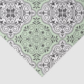 Groen Rococo Patroon Bloei Tissuepapier (Detail)