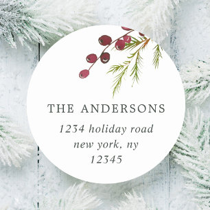 Groen Rode bessen Vakantie retour adres Ronde Sticker