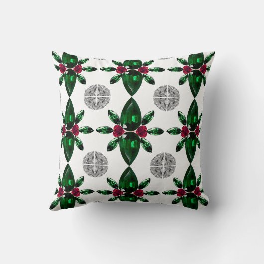 Groen & Rode Edelsteen Patroon Kussen (Achterkant)