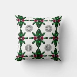 Groen & Rode Edelsteen Patroon Kussen