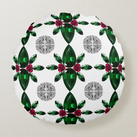 Groen & Rode Edelsteen Patroon Kussen (Voorkant)
