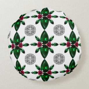 Groen & Rode Edelsteen Patroon Kussen