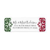 Groen & Rode Kant Elegante Fiesta Bruiloft Etiket (Voorkant)