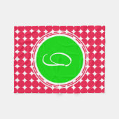Groen & Rode Stippen Monogram Fleece Deken (Voorkant (Horizontaal))