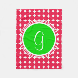 Groen & Rode Stippen Monogram Fleece Deken