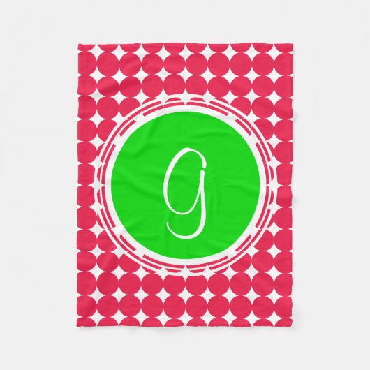 Groen & Rode Stippen Monogram Fleece Deken (Voorkant)