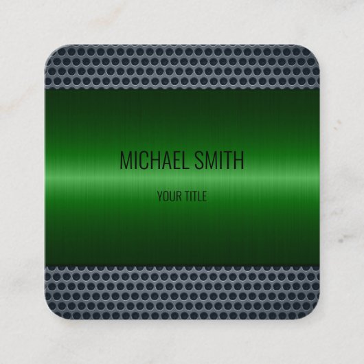 Groen roestvrij staal Metalen blik Vierkante Visitekaartje (Voorkant)