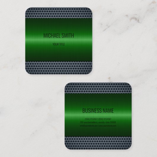 Groen roestvrij staal Metalen blik Vierkante Visitekaartje (Voorkant / Achterkant)