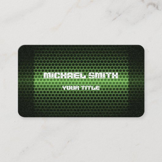 Groen roestvrij stalen metalen gat visitekaartje (Voorkant)