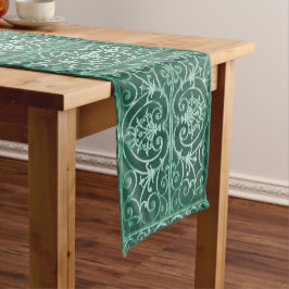 Groen rolpatroon korte tafelloper