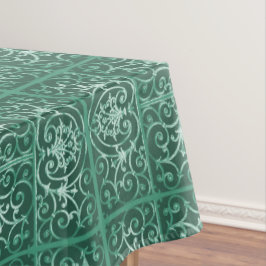 Groen rolpatroon tafelkleed