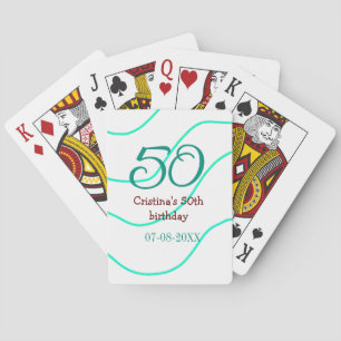 Groen rood 50 verjaardag jubileum voeg naam datum pokerkaarten