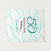 Groen rood 50 verjaardag jubileum voeg naam datum  wandkleed (Voorkant (horizontaal))