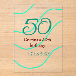 Groen rood 50 verjaardag toevoegen naam datum p acryl uitnodigingen