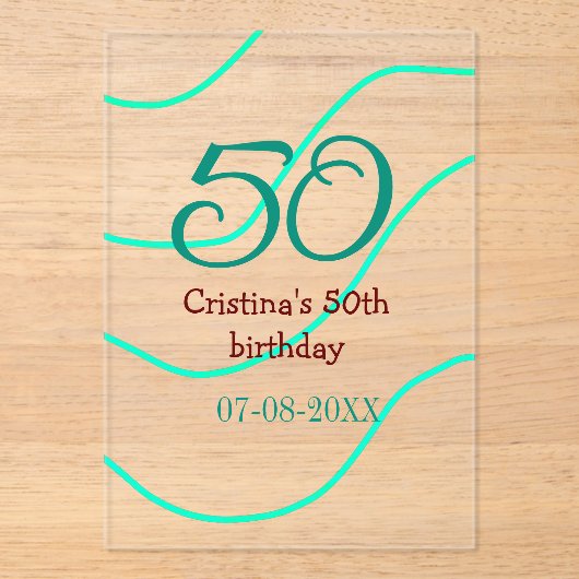 Groen rood 50 verjaardag toevoegen naam datum p acryl uitnodigingen (Voorkant)