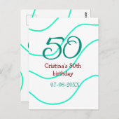 Groen rood 50 verjaardag toevoegen naam datum p briefkaart (Voorkant / Achterkant)
