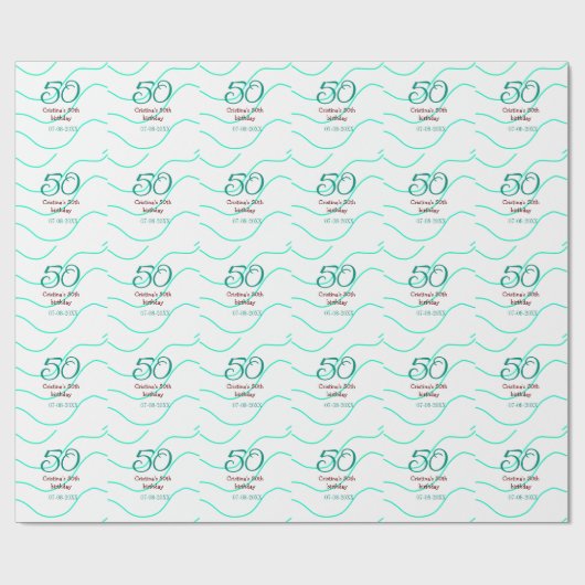 Groen rood 50 verjaardag toevoegen naam datum p cadeaupapier (Vlak)