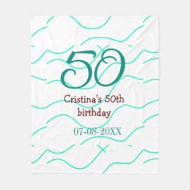 Groen rood 50 verjaardag toevoegen naam datum p fleece deken