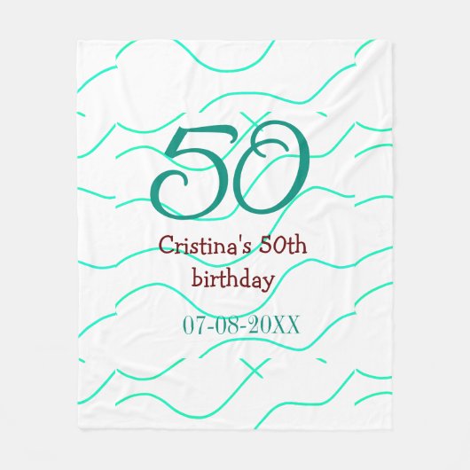 Groen rood 50 verjaardag toevoegen naam datum p fleece deken (Voorkant)
