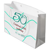 Groen rood 50 verjaardag toevoegen naam datum p groot cadeauzakje (Achterkant Gekanteld)