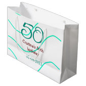 Groen rood 50 verjaardag toevoegen naam datum p groot cadeauzakje (Voorkant Gekanteld)