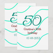 Groen rood 50 verjaardag toevoegen naam datum p kaart (Voorkant / Achterkant)
