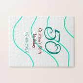 Groen rood 50 verjaardag toevoegen naam datum p legpuzzel (Horizontaal)