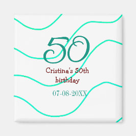 Groen rood 50 verjaardag toevoegen naam datum p magneet