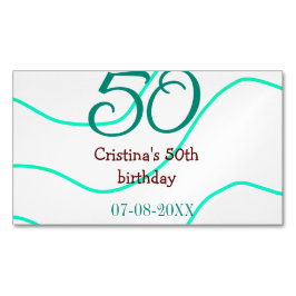 Groen rood 50 verjaardag toevoegen naam datum p magnetisch visitekaartje