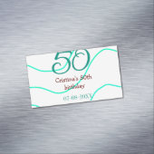 Groen rood 50 verjaardag toevoegen naam datum p magnetisch visitekaartje (Voorbeeld)