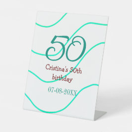 Groen rood 50 verjaardag toevoegen naam datum p reclamebord met voetstuk