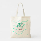 Groen rood 50 verjaardag toevoegen naam datum p tote bag (Achterkant)