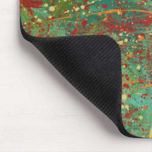 Groen rood abstract kunstontwerp Pollock drift Muismat (Hoek)