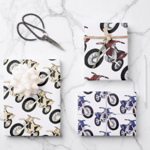 Groen, Rood, Blauw Dirt Bike Motorfiets Wrap Pap Inpakpapier Vel