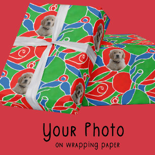 Groen Rood Blauw KersthuisdierliefhebbershuisdierM Cadeaupapier