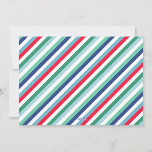 Groen Rood Blauw Retro Vrolijk Woofmas Hond Kerstm Feestdagenkaart (Achterkant)