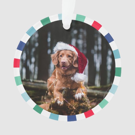 Groen Rood Blauw Starburst Stripes Hond Kerstmis Ornament (voorkant)