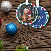 Groen Rood Blauw Starburst Stripes Hond Kerstmis Ornament
