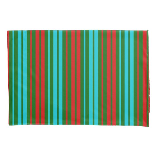 Groen Rood Blauw Strepen Patroon Kussensloop (Voorkant)