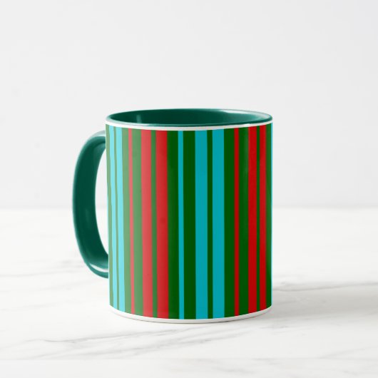 Groen Rood Blauw Strepen Patroon   Mok (Voorkant links)