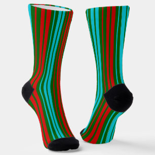 Groen Rood Blauw Strepen Patroon   Sokken