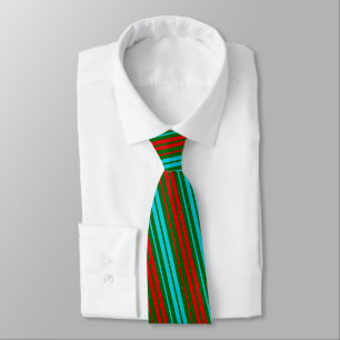 Groen Rood Blauw Strepen Patroon Stropdas