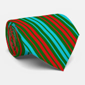 Groen Rood Blauw Strepen Patroon Stropdas (Opgerold)