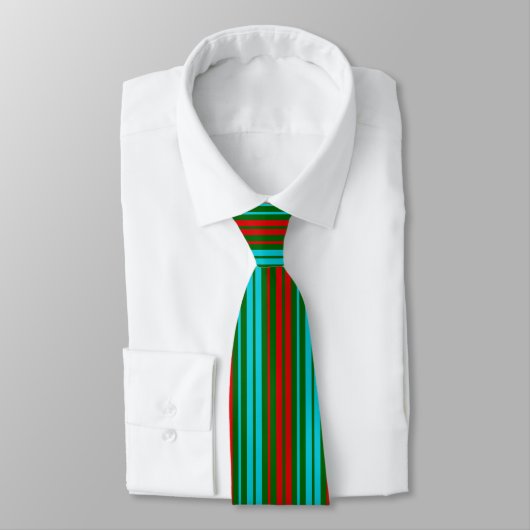 Groen Rood Blauw Strepen Patroon Stropdas (Gebonden)