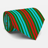Groen Rood Blauw Strepen Patroon Stropdas (Opgerold)
